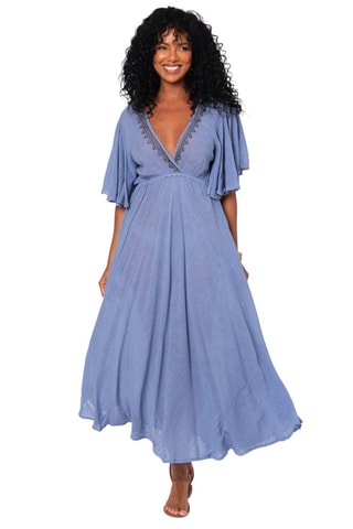 Vestido comprido - Índigo - Preto e violeta