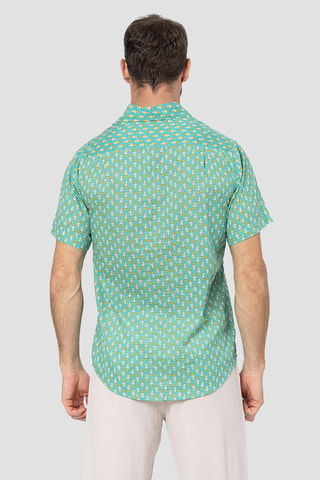 Overhemd - Wit, geel en turquoise