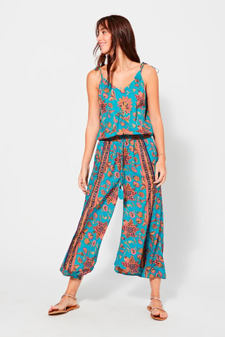 Jumpsuit - Blauw, bruin en roze
