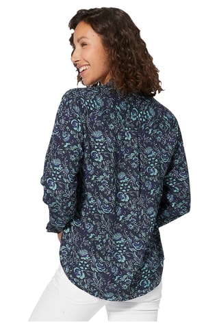 Blouse Regular Fit - Zwart, marineblauw en turquoise