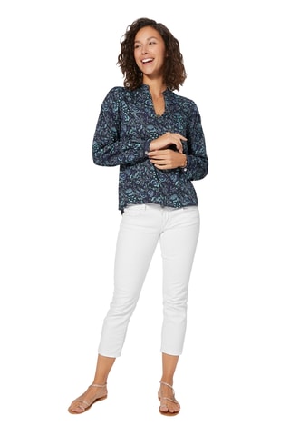 Blouse Regular Fit - Zwart, marineblauw en turquoise