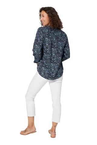 Blouse Regular Fit - Zwart, marineblauw en turquoise