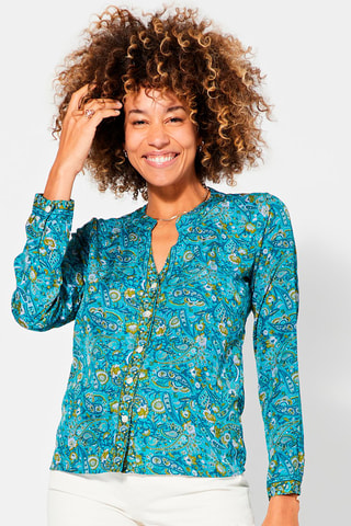 Blouse - Wit, blauw en groen