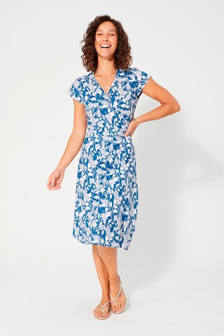 Midi-jurk - Wit en blauw