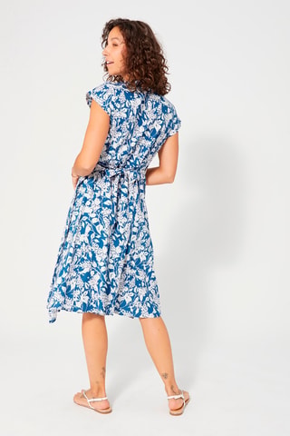 Midi-jurk - Wit en blauw