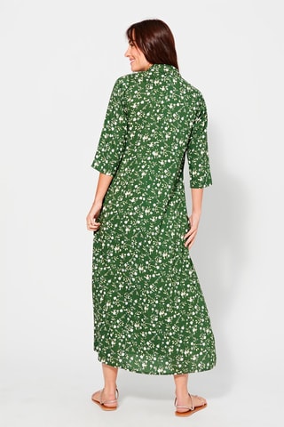 Lange jurk - Wit, beige en groen