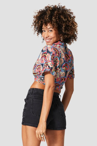 Crop Top - Zwart, rood en blauw