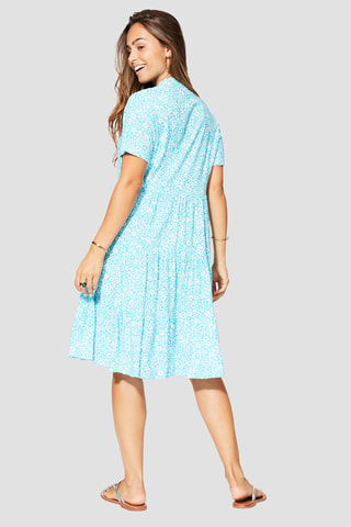 Jurk - Turquoise en wit
