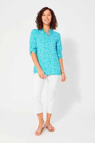 Blouse - Turquoise en wit