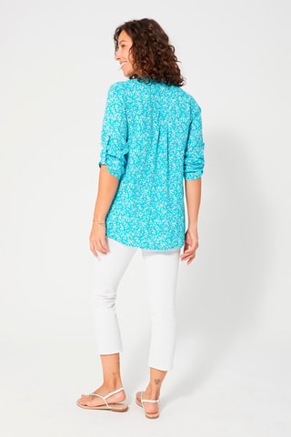 Blouse - Turquoise en wit