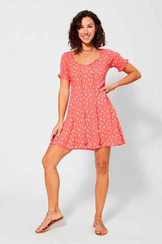 Trapezium Jurk - Wit en roze