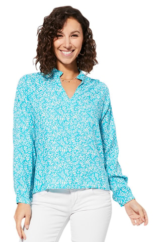 Top - Wit en turquoise