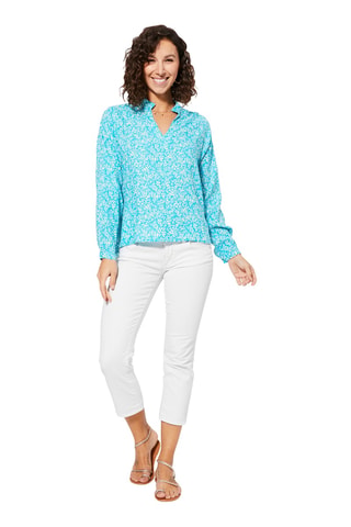 Top - Wit en turquoise