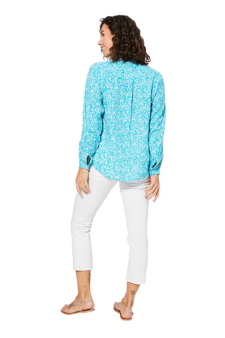 Top - Wit en turquoise