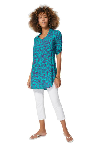Tuniek Loose Fit - Turquoise en roze