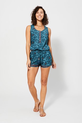 Playsuit met Bloemmotief - Beige, blauw en roze