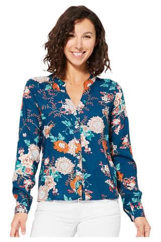 Blouse - Blauw, groen en oranje