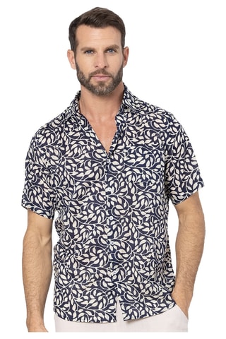 Overhemd - Wit en marineblauw