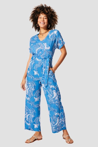 Jumpsuit - Blauw en wit
