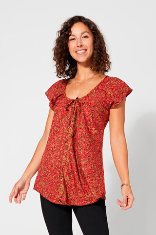 Top - Zwart, beige en rood