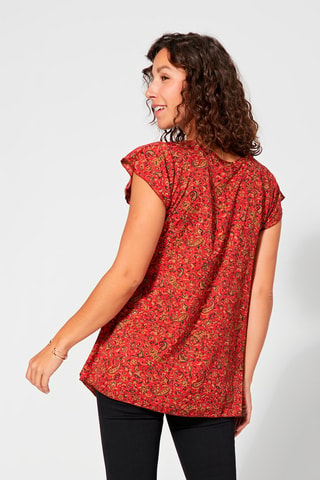 Top - Zwart, beige en rood