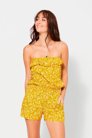 Strapless Playsuit - Geel en ecru