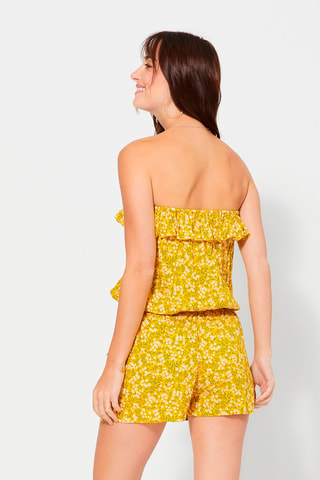Strapless Playsuit - Geel en ecru