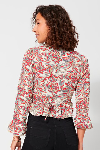 Top - Beige, rood en grijs