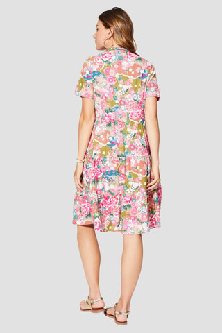 Midi-jurk - Groen en roze