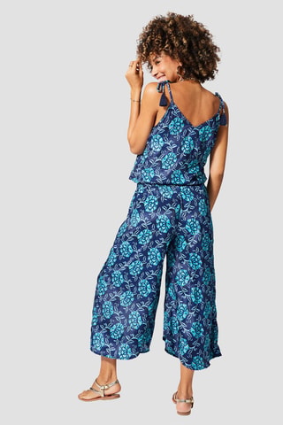 Jumpsuit - Goudkleurig en marineblauw