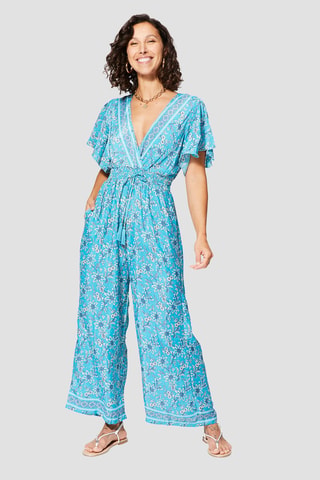 Jumpsuit - Turquoise en marineblauw