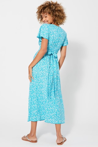 Lange Jurk - Turquoise en wit