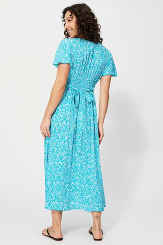 Lange Jurk - Turquoise en wit
