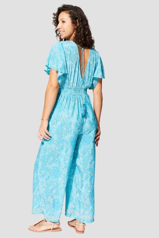 Jumpsuit - Turquoise en beige