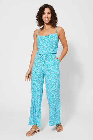 Jumpsuit - Turquoise en wit