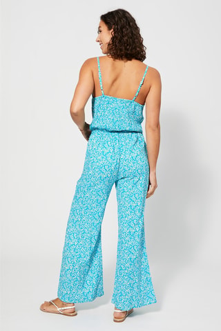 Jumpsuit - Turquoise en wit