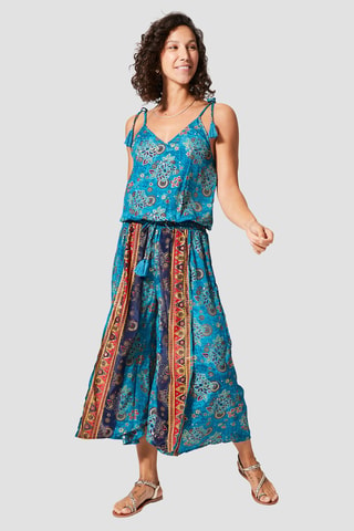 Jumpsuit - Goudkleurig en blauw