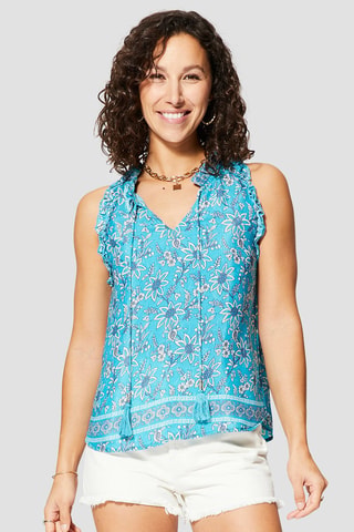 Top - Turquoise en marineblauw
