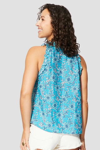 Top - Turquoise en marineblauw