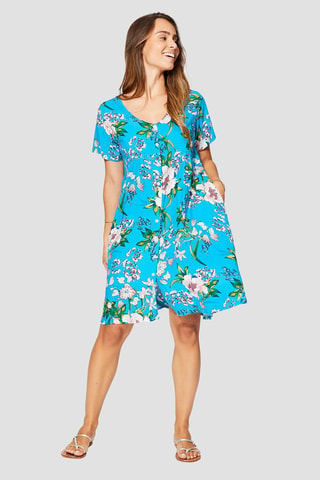 Jurk met Ruches - Turquoise en groen