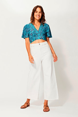 Top - Turquoise en marineblauw