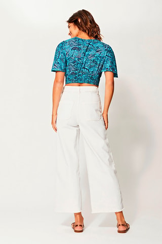 Top - Turquoise en marineblauw