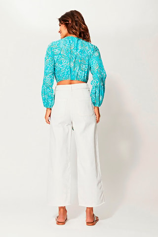 Top - Turquoise en beige
