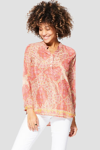 Top - Wit, beige en oranje