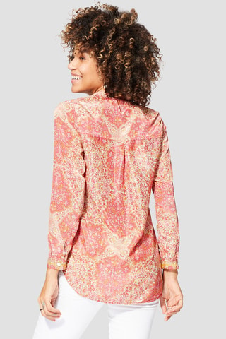 Top - Wit, beige en oranje