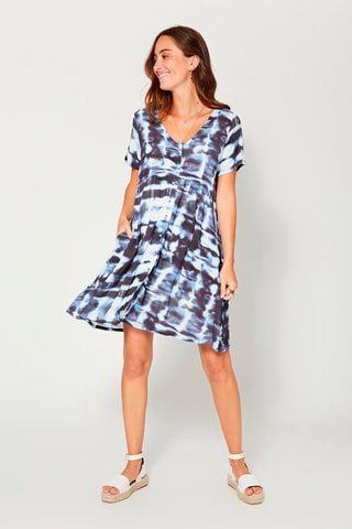 Blousejurk - Marineblauw en wit