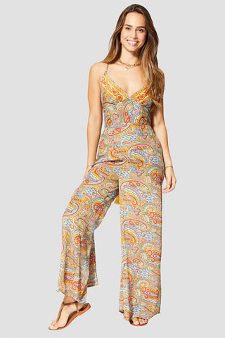 Jumpsuit - Beige en oranje