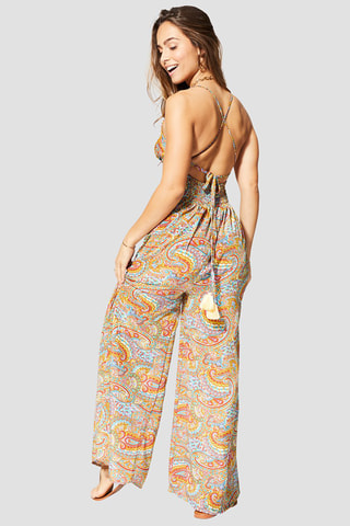 Jumpsuit - Beige en oranje