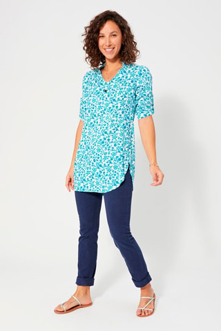 Rechte Top - Wit en blauw