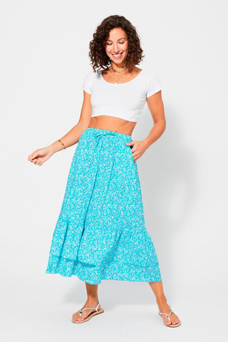Rok met Ruches - Turquoise en wit